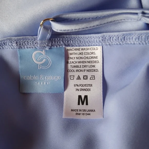 Cable & Gauge Blue V Neck T Back Satin Nightgown Medium - Picture 7 of 7